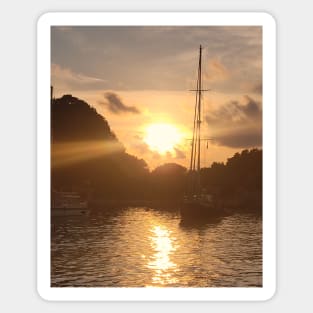 Sailing into Sunset Bliss: Paxos Coastal Sunset Artwork Sticker